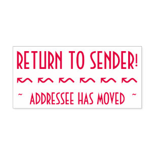 "RETURN TO SENDER!", "ADDRESSEE HAS MOVED" + Arrow Self-inking Stamp