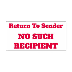 "Return To Sender" "NO SUCH RECIPIENT" Self-inking Stamp