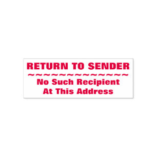 "RETURN TO SENDER" "No Such Recipient ..." Self-inking Stamp