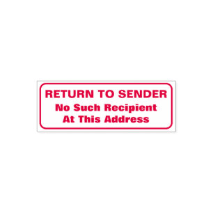 "RETURN TO SENDER", "No Such Recipient ..." Self-inking Stamp