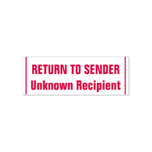 "RETURN TO SENDER", "Unknown Recipient", Lines Self-inking Stamp