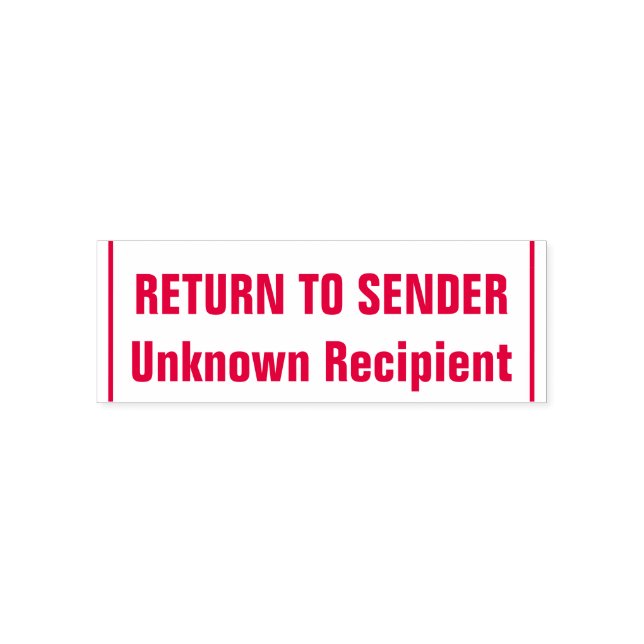 "RETURN TO SENDER", "Unknown Recipient", Lines Self-inking Stamp (Design)