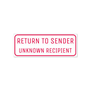 "RETURN TO SENDER", "UNKNOWN RECIPIENT", Rectangle Self-inking Stamp