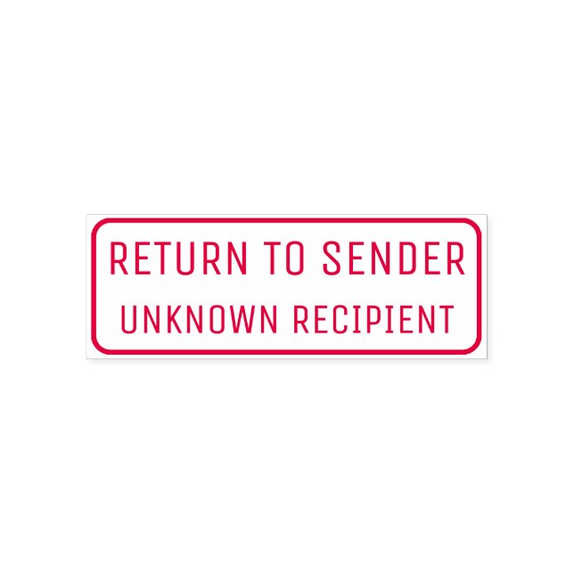 "RETURN TO SENDER", "UNKNOWN RECIPIENT", Rectangle Self-inking Stamp (Design)