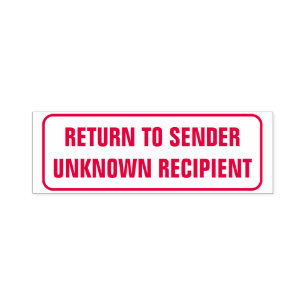 "RETURN TO SENDER", "UNKNOWN RECIPIENT", Rectangle Self-inking Stamp