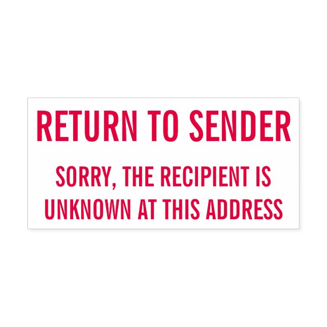 "RETURN TO SENDER" Unknown Recipient Rubber Stamp (Design)