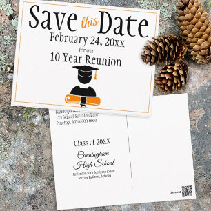 Reunion Class Save The Date Minimalist Orange Postcard