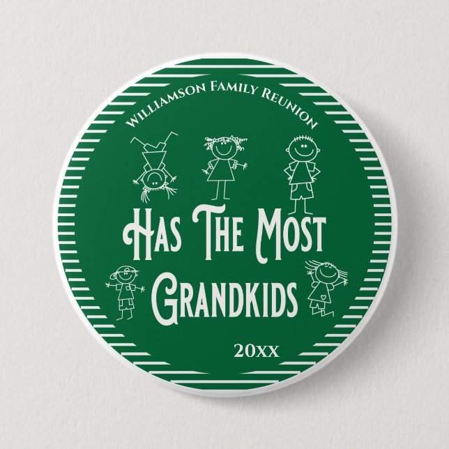Reunion Grandparents Award Most Grand Kids 7.5 Cm Round Badge (Front)