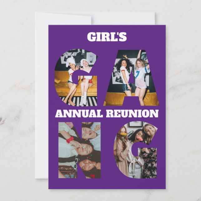 Reunion Party Girl's Gang 4 Image Photo Invitation (Front)