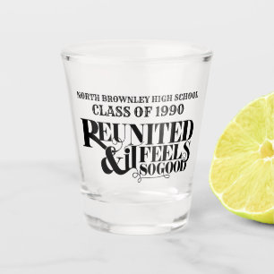 Reunion slogan lettering design shot glass