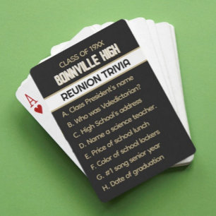 Reunion Trivia! Fun Custom Class Reunion  Playing Cards