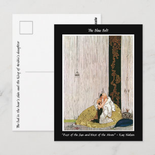 Reunited lovers embrace Art Nouveau illustration Postcard