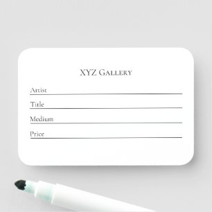 Reusable Art Gallery Exhibition Label Template Name Tag