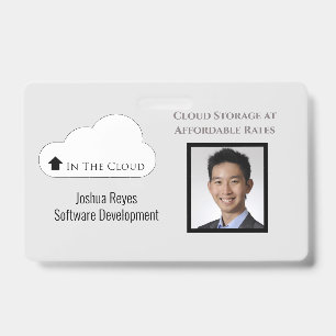 Reusable Black and Grey Photo Horizontal Magnetic  ID Badge