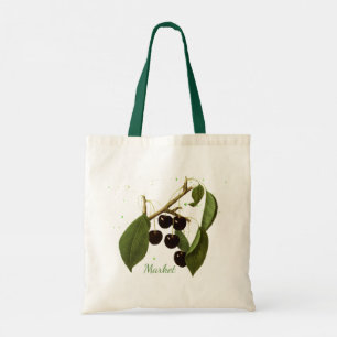 Reusable Botanical Cherries Market Tote Bag