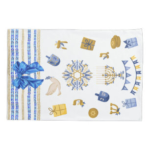Reusable Hanukkah Gift Wrap - Bag Blue and White Pillowcase