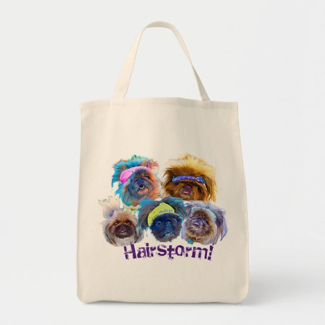 Reusable Pekingese Tote Bag featuring Hairstorm! (Front)
