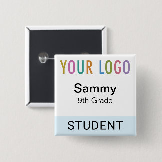 Reusable Student Name Tag School Logo Light Blue 15 Cm Square Badge