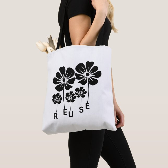 Reuse Recycle Tote Bag | Eco-Friendly Reusable Sho (Close Up)