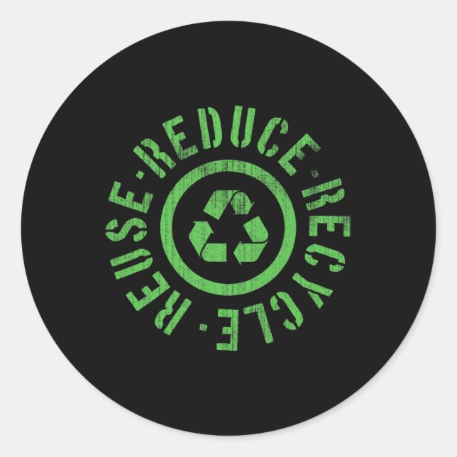 Reuse Reduce Recycle Earth Day  Classic Round Sticker (Front)