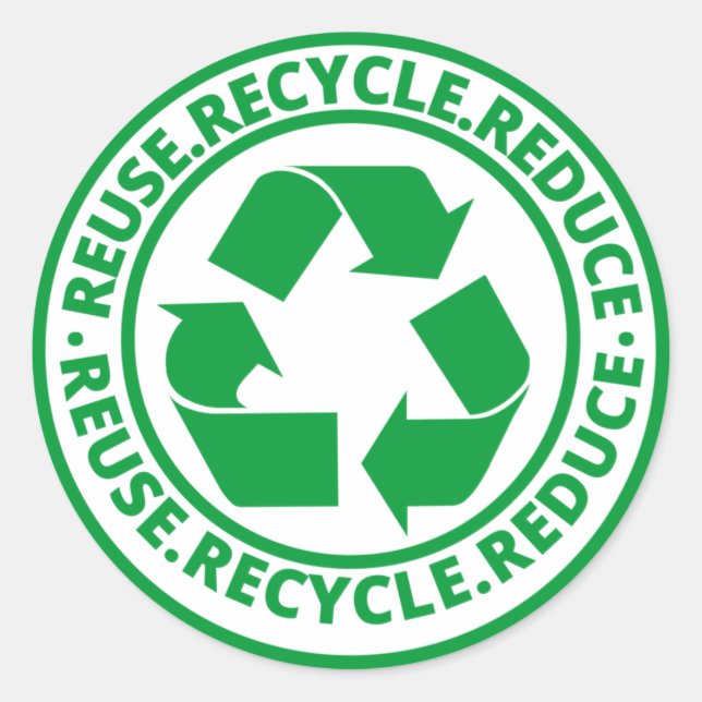 Reuse, Reduce, Recycle green Symbol  Classic Round Sticker (Front)
