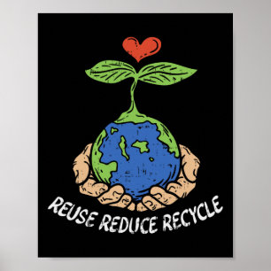 Reuse Reduce Recycle Save Earth Day Planet  Poster