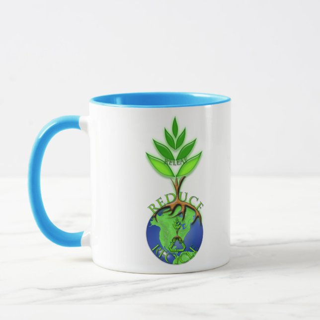 Reuse Reduce Recycle Tree Earth Globe Mug (Left)