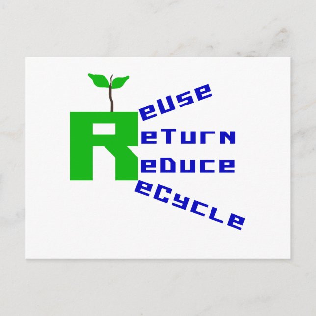 Reuse Return Reduce Recycle T-shirts and Gifts Postcard (Front)