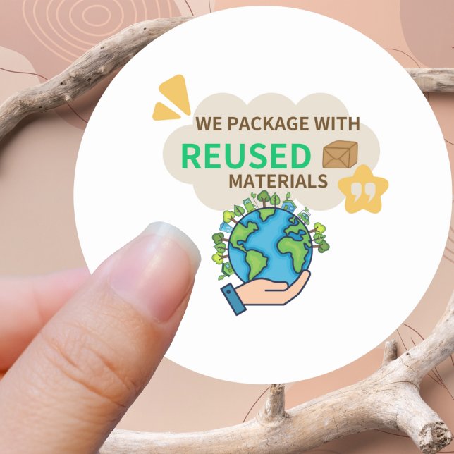 Reused Materials Recycled Packaging Round Sticker (Creator Uploaded)
