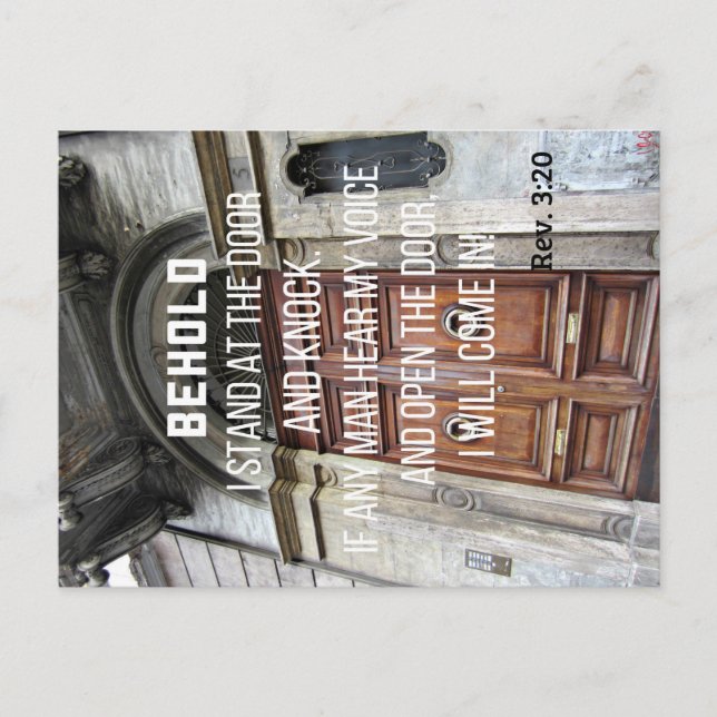 Rev. 3:20 Behold I stand at the door and knock Postcard (Front)