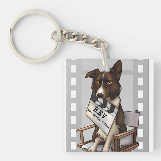 Rev the border collie key ring (Front)