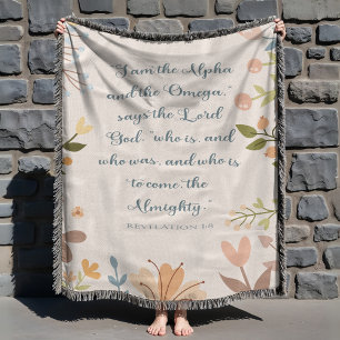 Revelation 1:8, Christian Ivory Throw Blanket