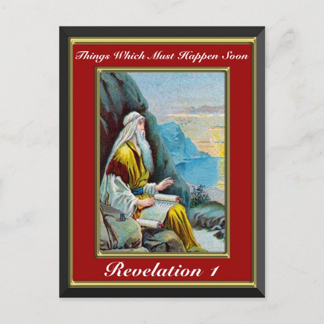 Revelation 1 Things Which Must Happen Soon Red Postcard (Front)