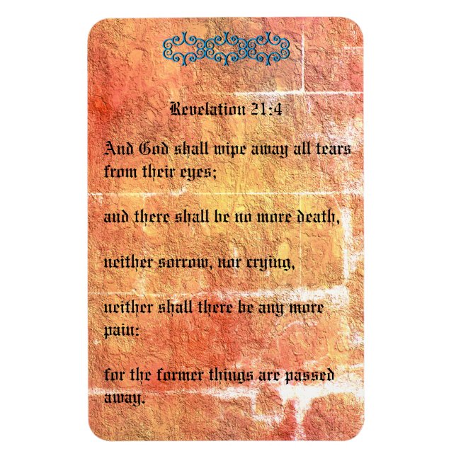 Revelation 21:4 Bronze Red Texture No Tears Magnet (Vertical)