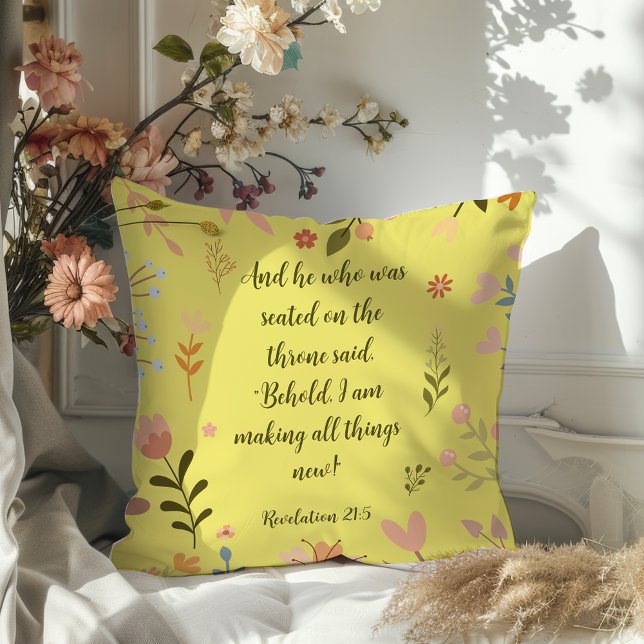 Revelation 21:4, Christian Teal Green Cushion (Creator Uploaded)