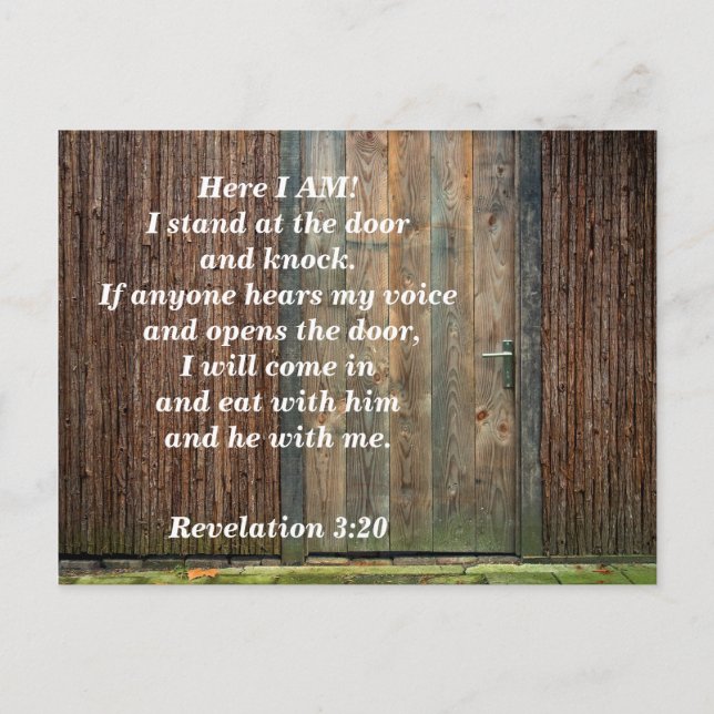 Revelation 3:20 The Door Bible Verse Memory Postcard (Front)