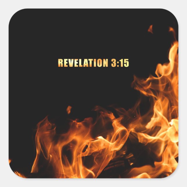 Revelation: Be On Fire For Jesus Christian Faith Square Sticker (Front)