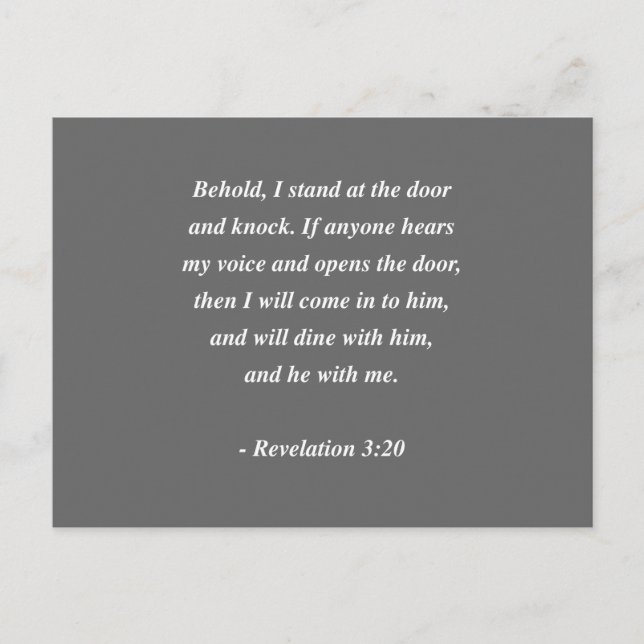 REVELATIONS 3:20 Bible Verse Postcard (Front)