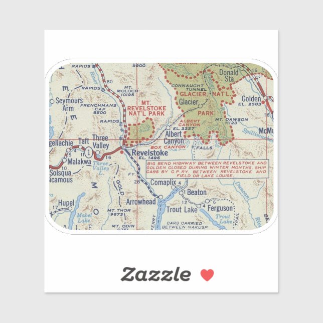 Revelstoke BC Vintage Map (Sheet)