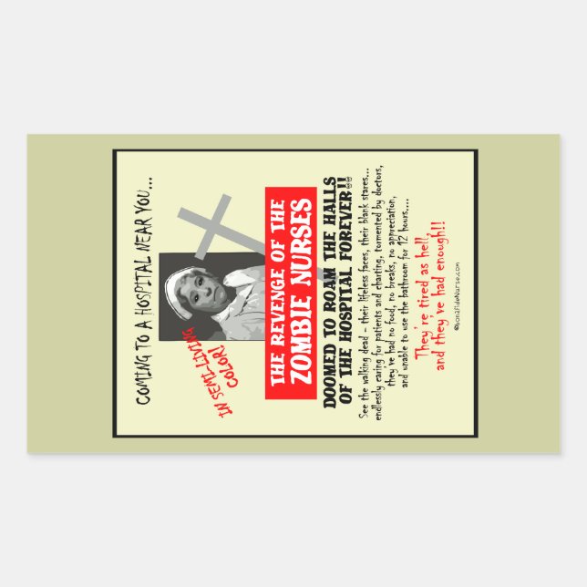 Revenge of the Zombie Nurses Rectangular Sticker (Front)