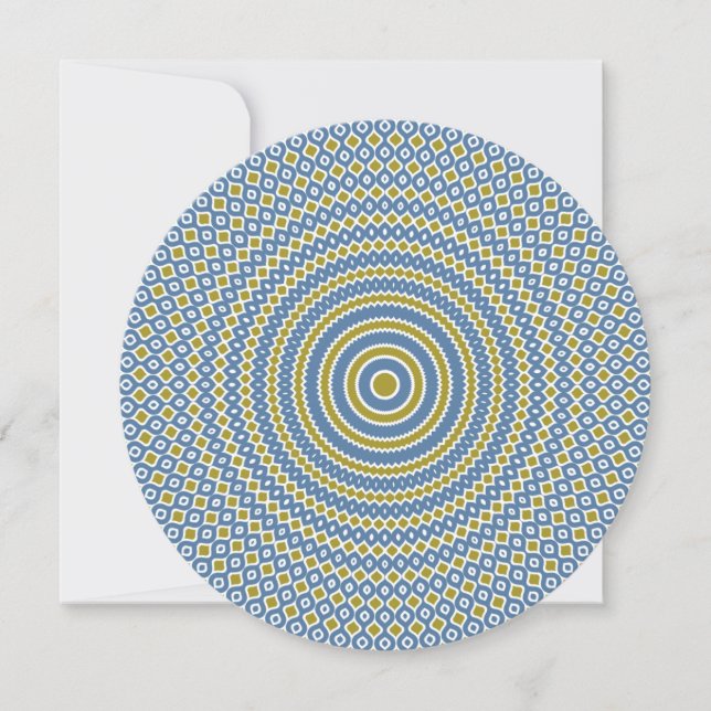 Reverb Round Note Card in Turquoise and Gold (Front)