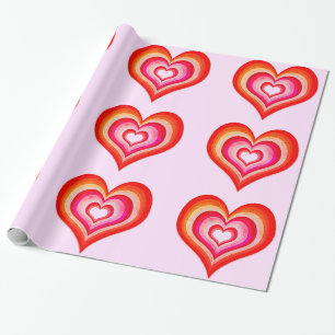Reverberating Hearts Pink Wrapping Paper