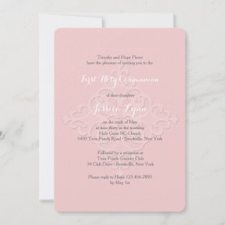 Reverent Cross Religious Invitation Pink