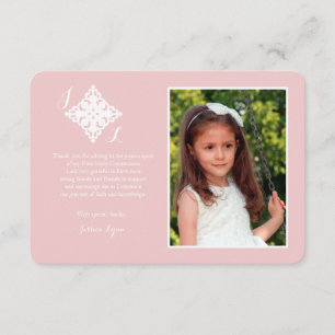 Reverent Cross Religious Photo Thank You Pink Card