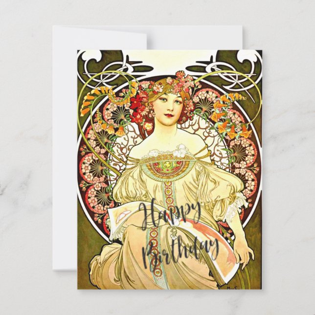 Reverie, fine art painting, birthday greetings card (Front)