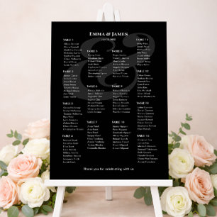 REVERSE Black Ampersand Wedding 14 Seat Chart