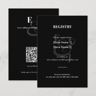 REVERSE Black Ampersand Wedding Registry QR Enclosure Card