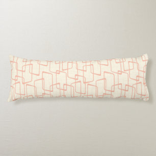 Reverse Blush Retro Lino Print Geometric Pattern Body Cushion