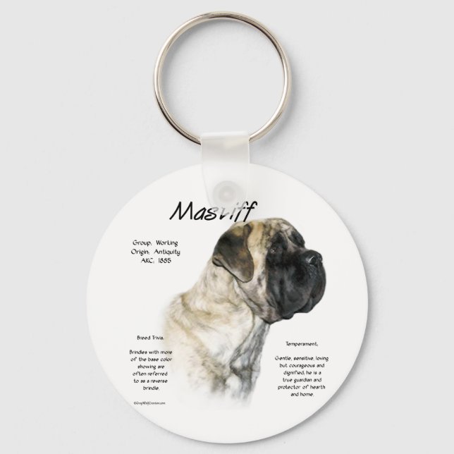 Reverse Brindle Mastiff History  Key Ring (Front)