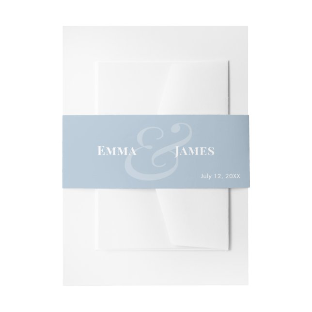 Reverse DBlue Wedding Invitation Belly Band | Name (Front Example)